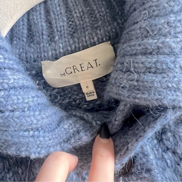 The GREAT - Shrunken Hearth Cardigan - Salt Water Blue - Picture 8 of 15